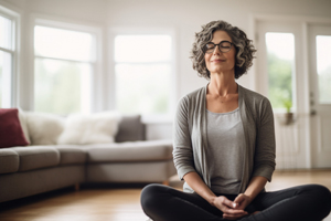 Frau Meditation Atmung